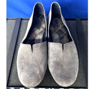 Born Womens Gray Sebra Slip-On Loafers Sz 11 Suede Leather Classic Comfort Plaid